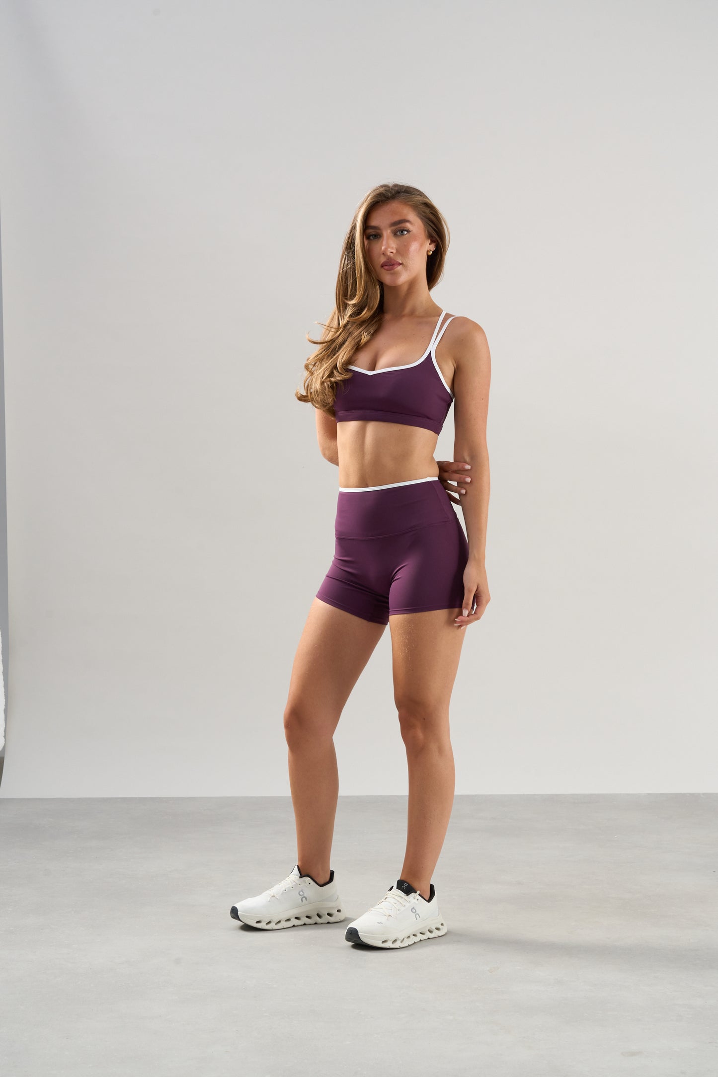 Contrast Seamless  Shorts - Plum
