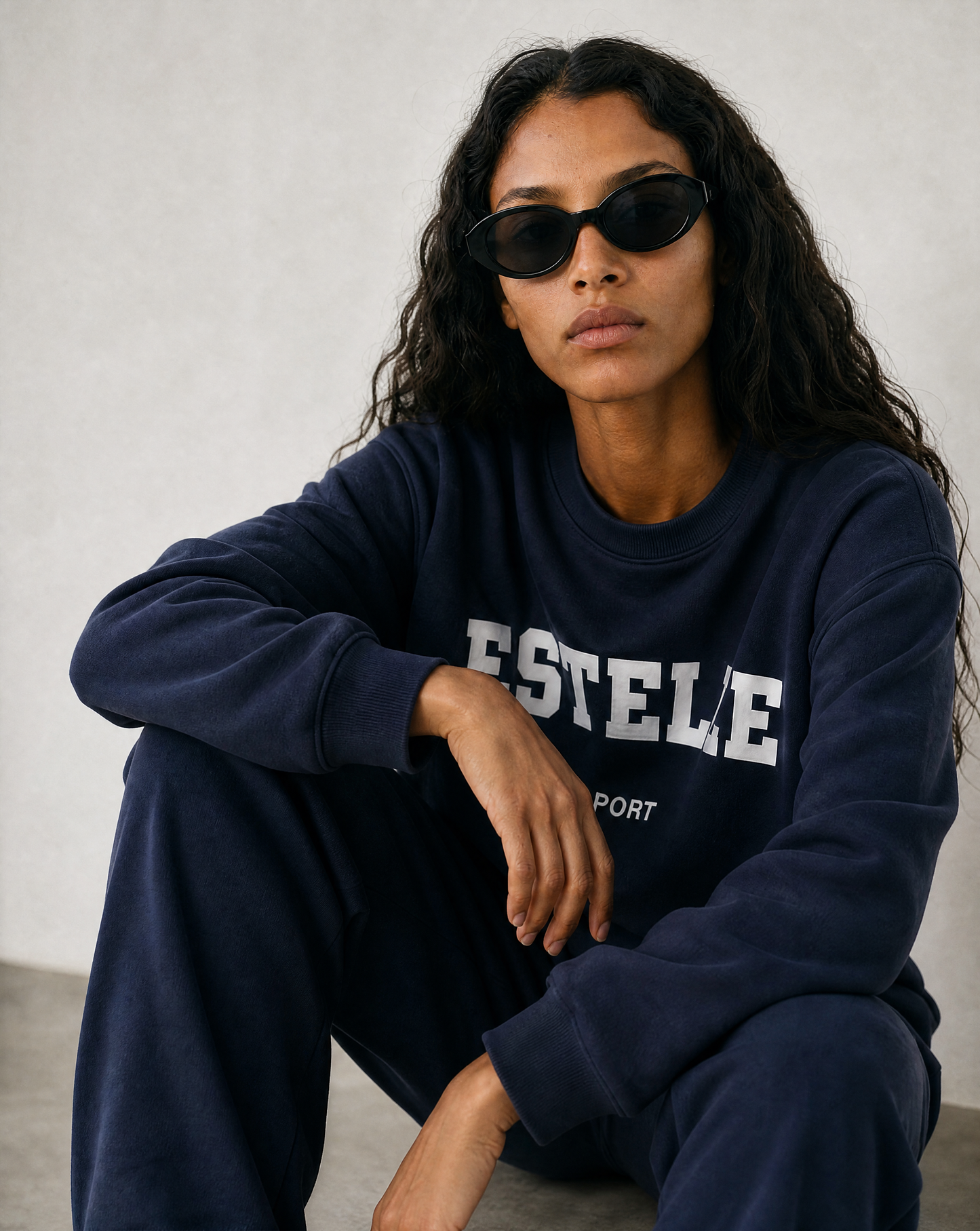 Oversized Crew Sweatshirt Navy