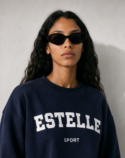 Oversized Crew Sweatshirt Navy