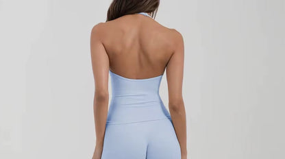 Sculpting Halter Vest Tank - Baby Blue