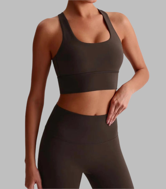Flex Hold Crop Bra - Espresso